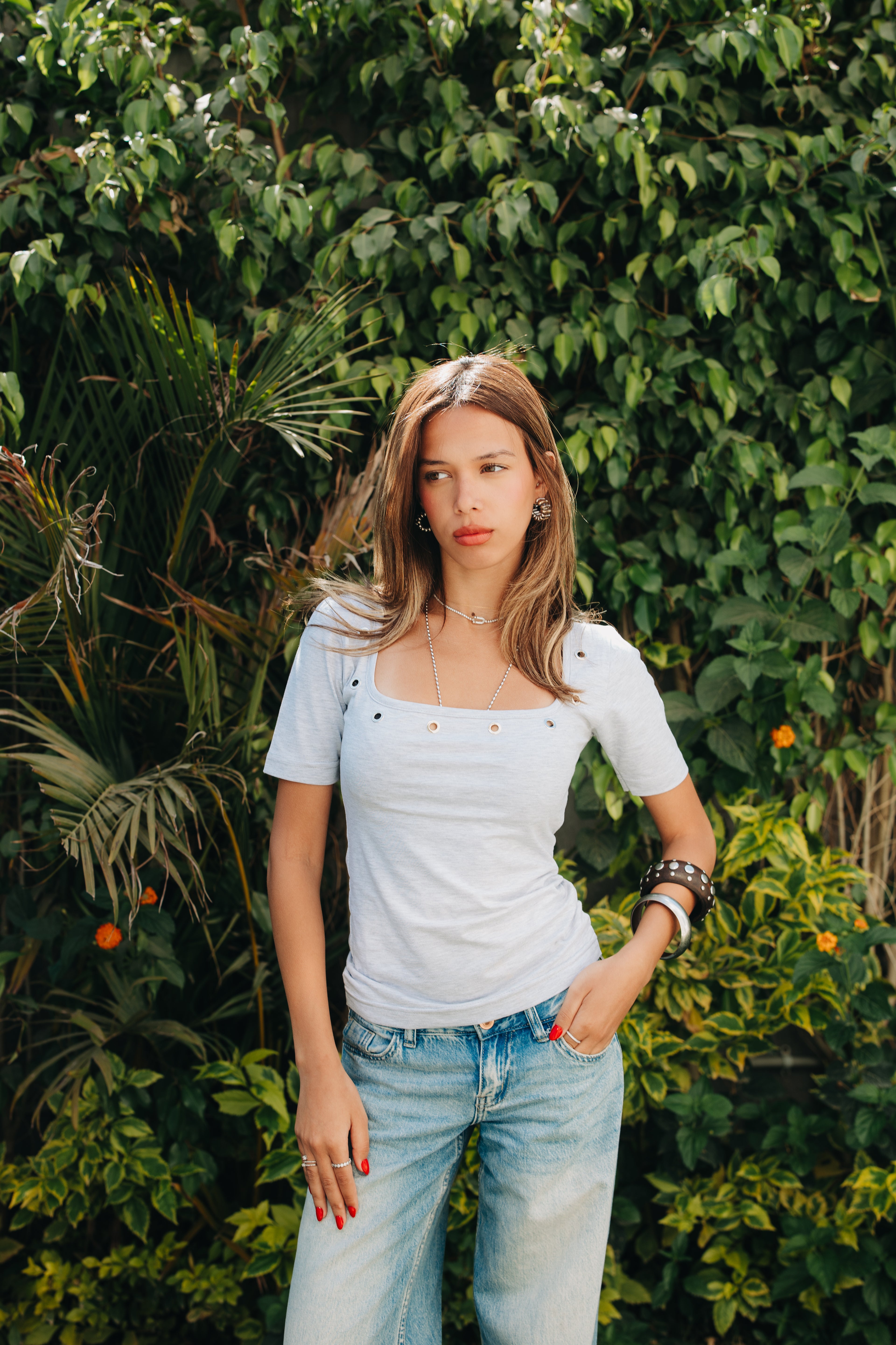 Silver Stud Knit Top