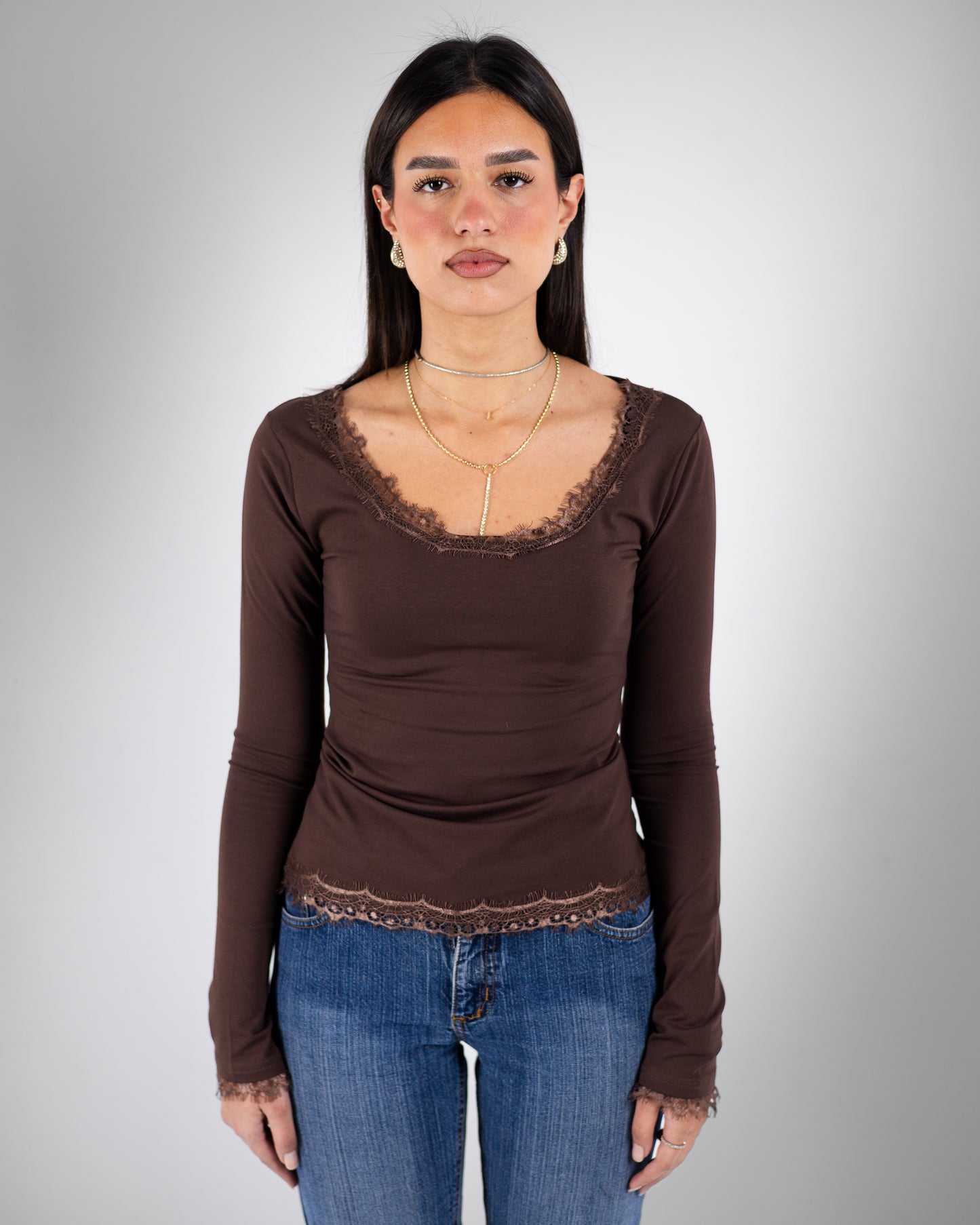 Brown Lace Top
