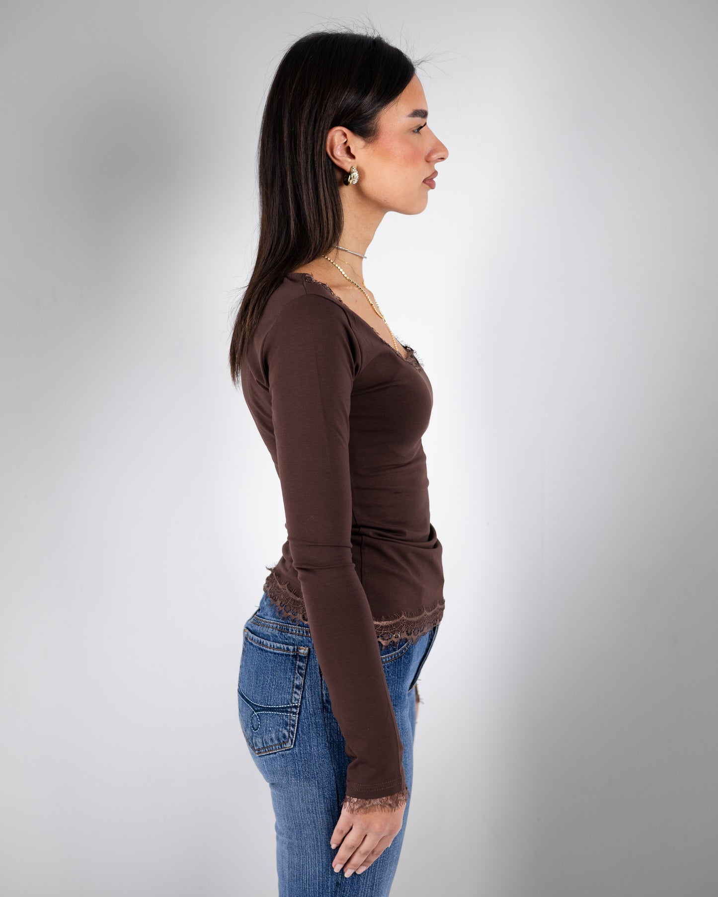 Brown Lace Top