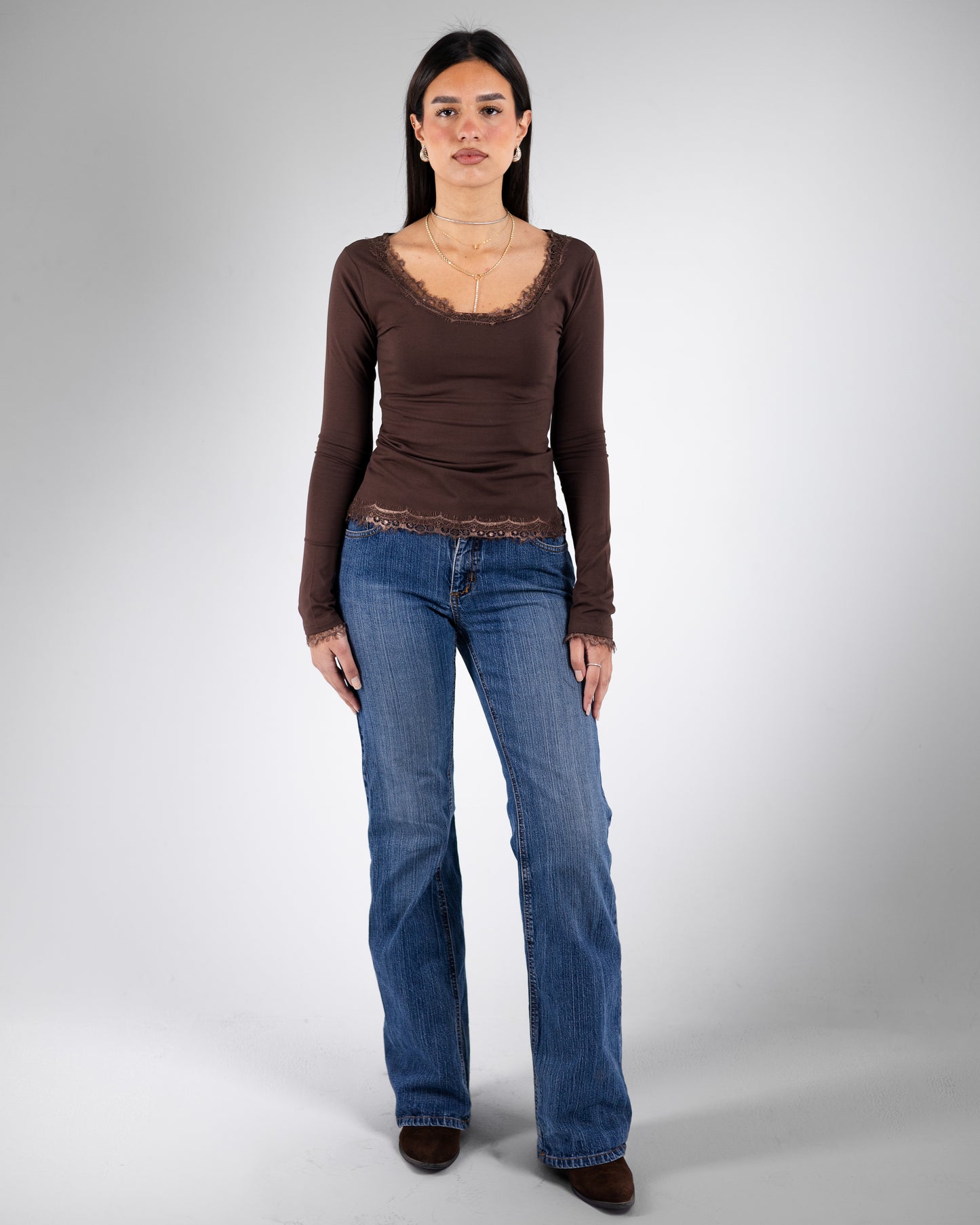 Brown Lace Top