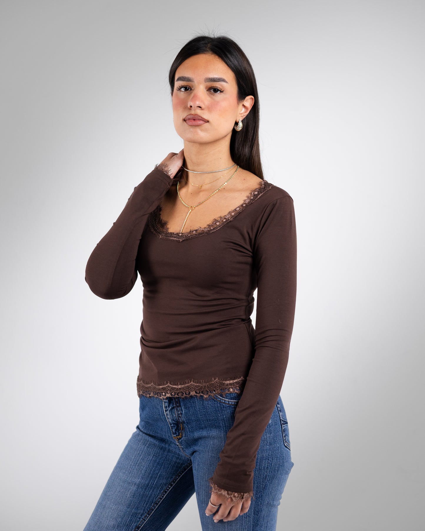 Brown Lace Top
