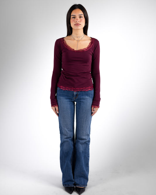 Burgundy Lace Top