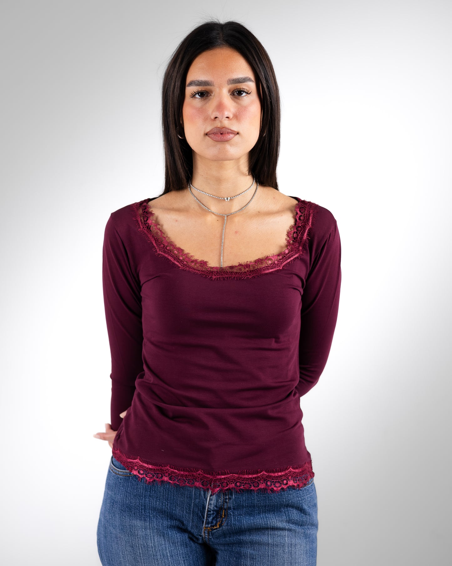 Burgundy Lace Top