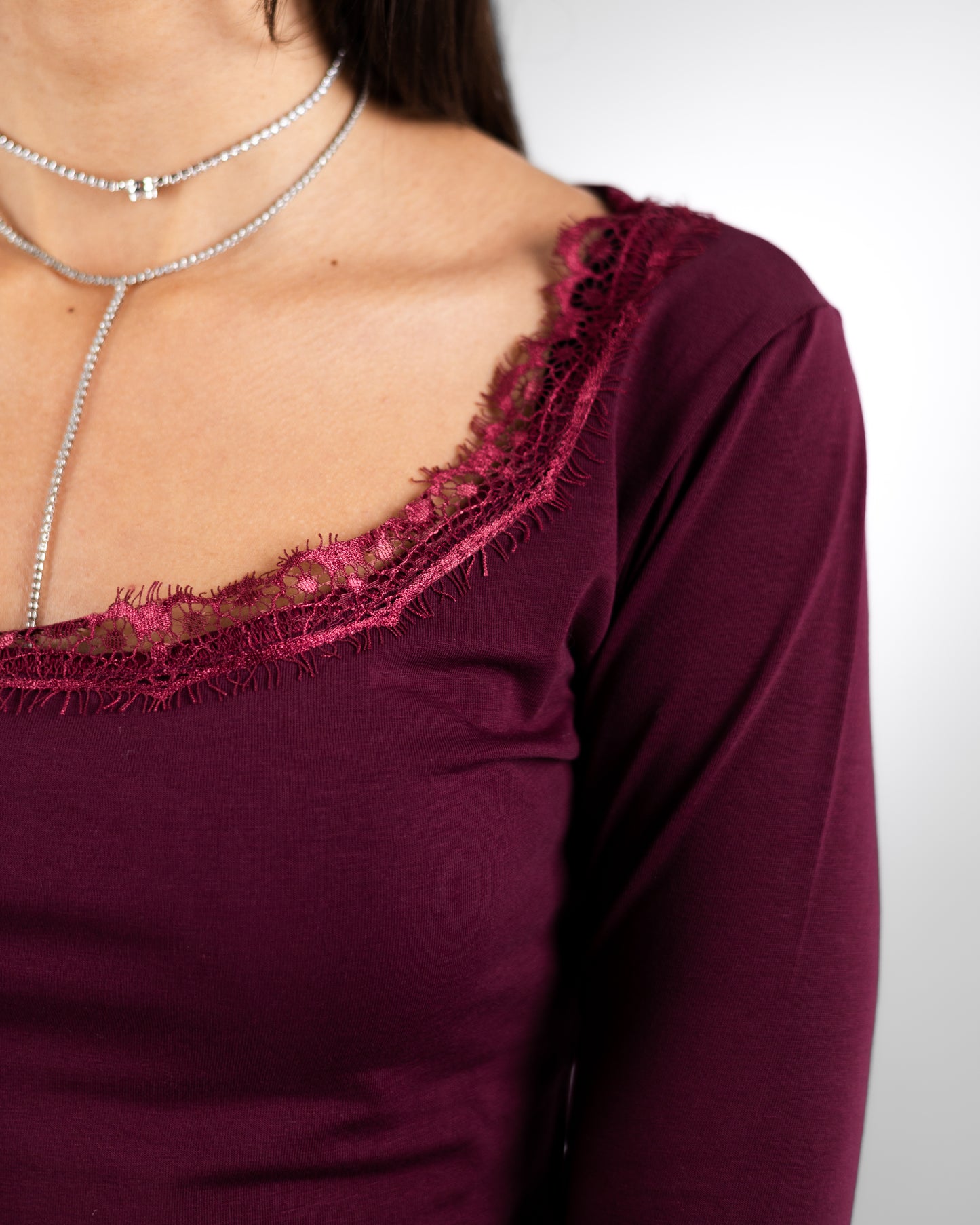 Burgundy Lace Top