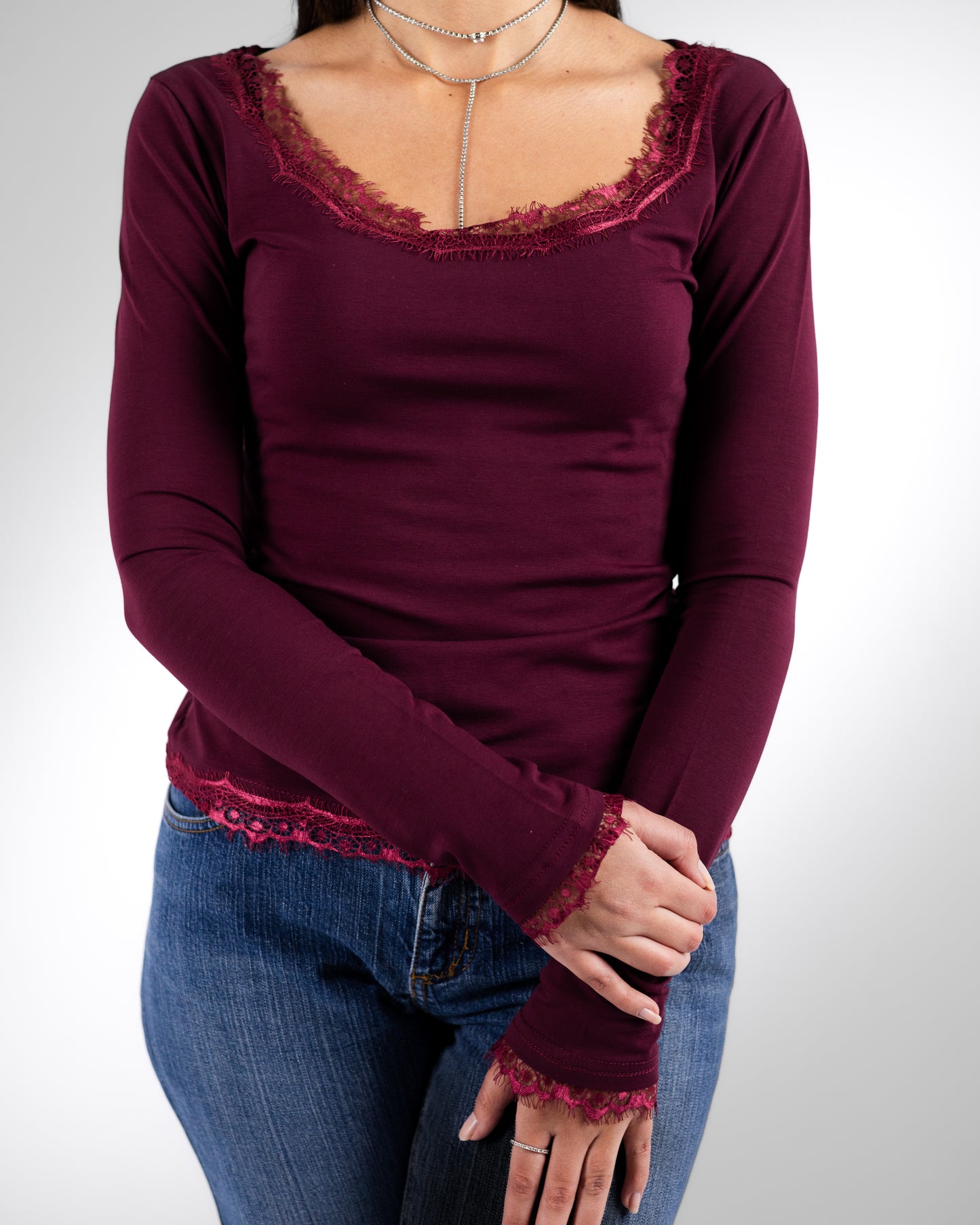 Burgundy Lace Top