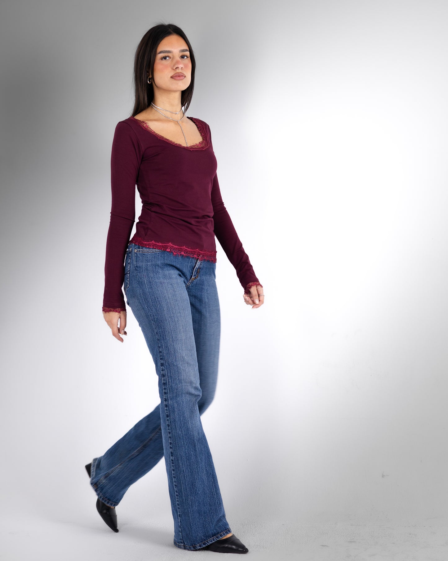 Burgundy Lace Top